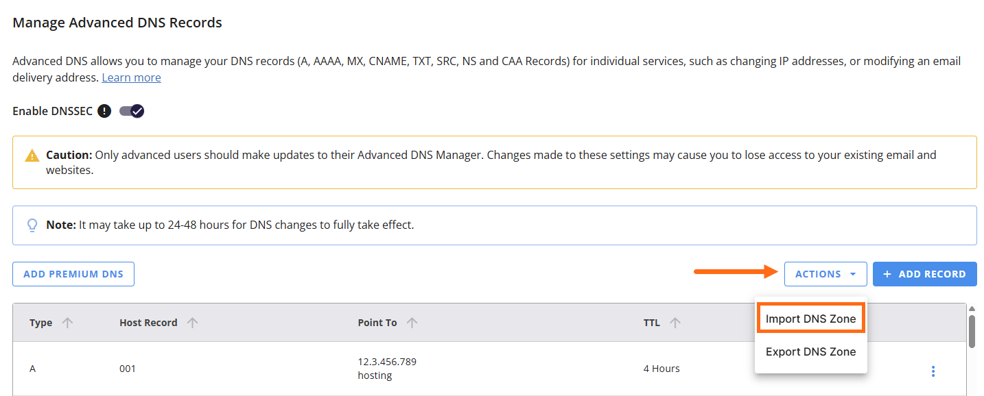 Import DNS