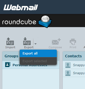 HostGator Roundcube Export Options