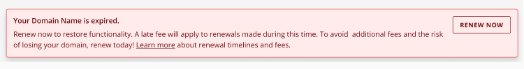 Domains tab - Domain Status Expired