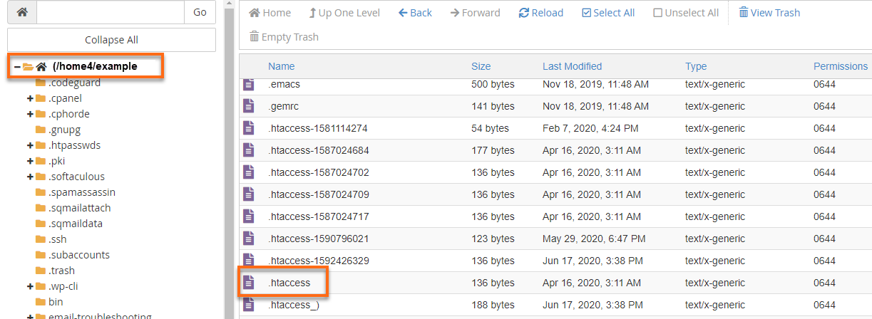 File Manager - Root Directory - .htaccess file