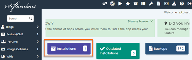 cPanel - Softaculous Apps Installer - Installations