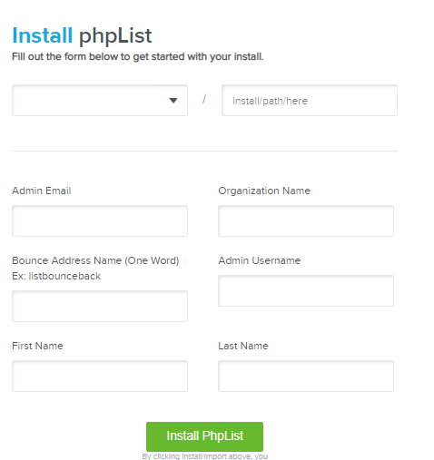 PHPList Installation Details