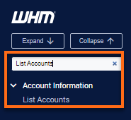 WHM - Search List Accounts