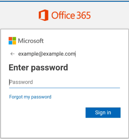 Enter password for Office 365 email on Android