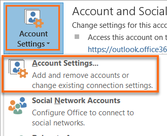 outlook account settings passwords
