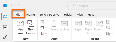 Microsoft Outlook FILE Button