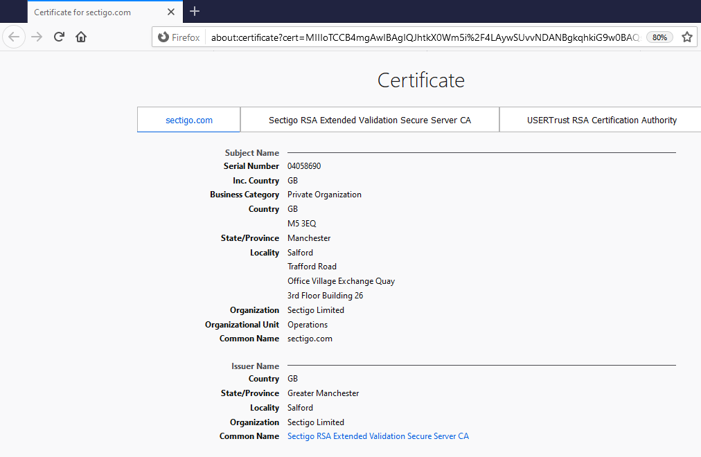 Mozilla Firefox - View Certificate