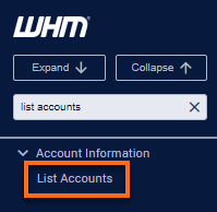 WHM - Search List Accounts