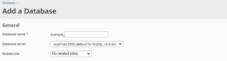 Plesk - Enter Database Details