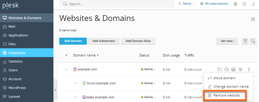 Remove website