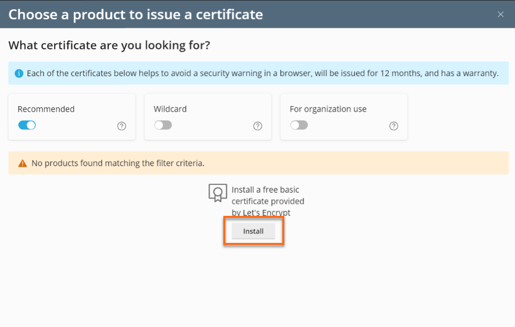 Plesk - SSL/TLS Certificates