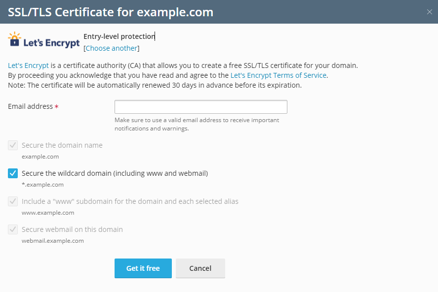 Plesk - SSL/TLS Certificates Install Settings
