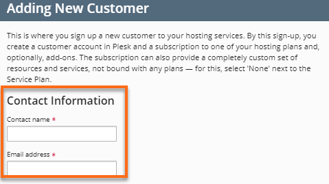 HostGator Plesk  New Customer Contact Information
