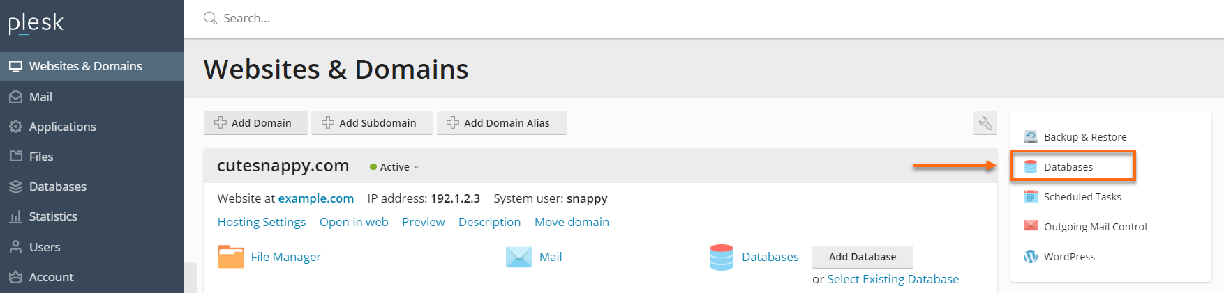 Plesk - Databases