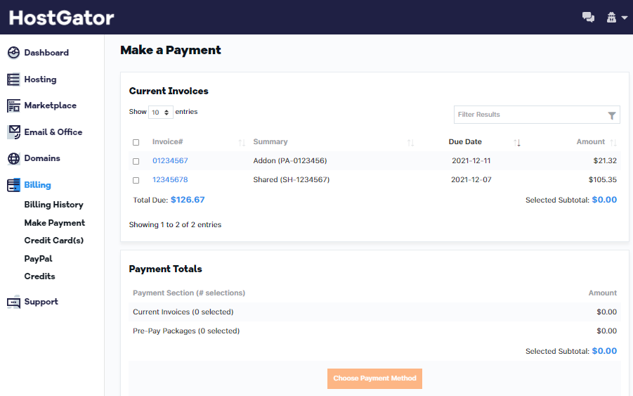 Customer Portal - Make a Payment section