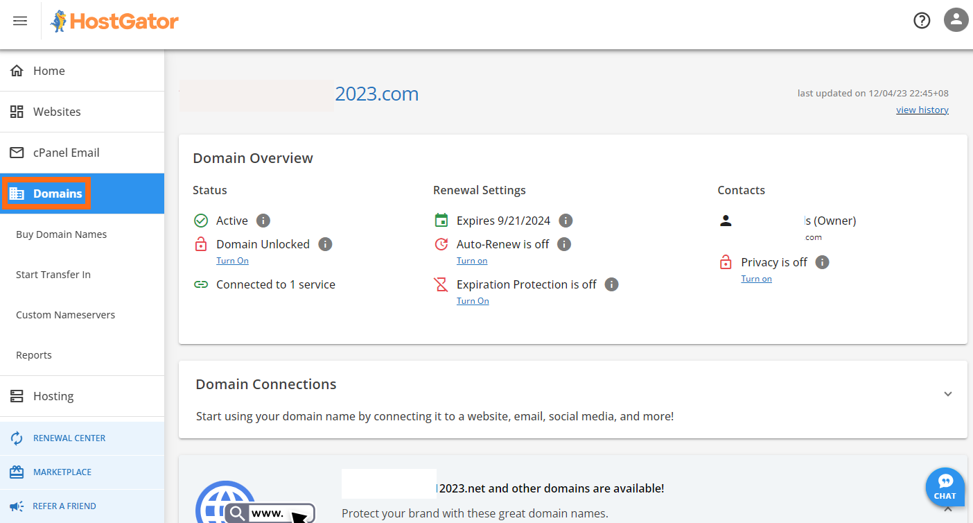 Customer Portal - Domains