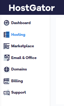 Billing Portal Menu with Hosting Selected