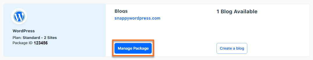 Optimized WordPress Manage Package Button
