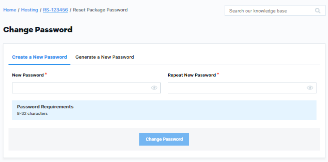 Customer Portal - Create Password