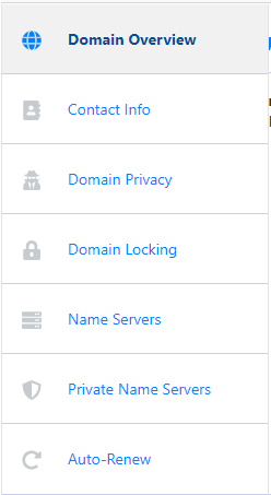 HostGator Customer Portal Domains Side Menu