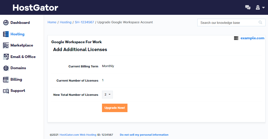 Google Workspace - Add License Count
