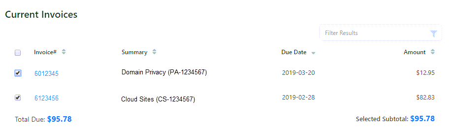 Customer Portal - Current Invoices