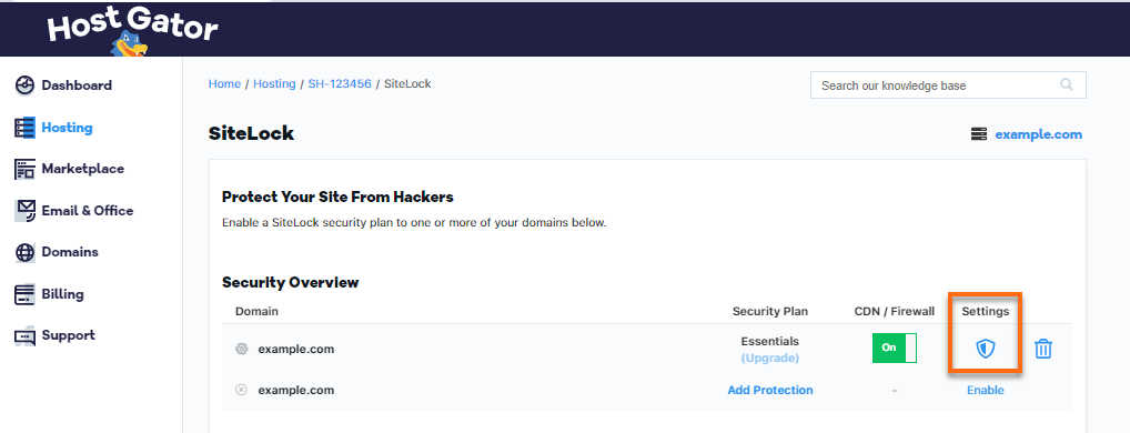 Billing Portal   Sitelock Security Settings