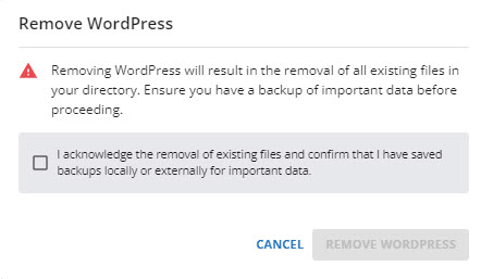 remove wordpress