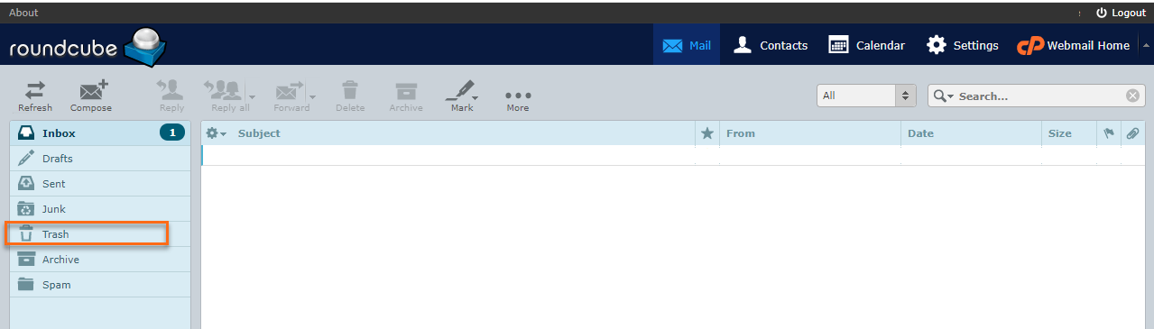 Roundcube- Trash folder