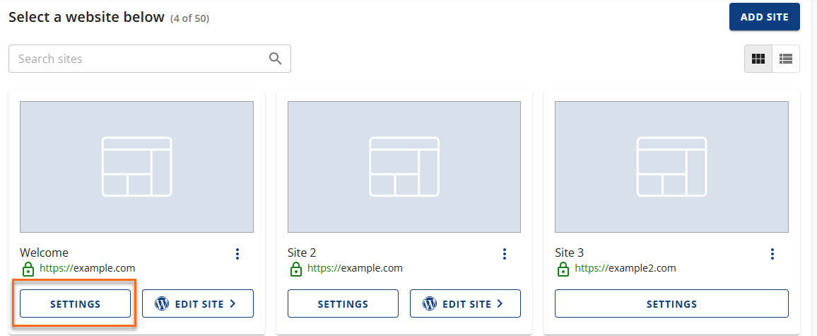 Settings tab