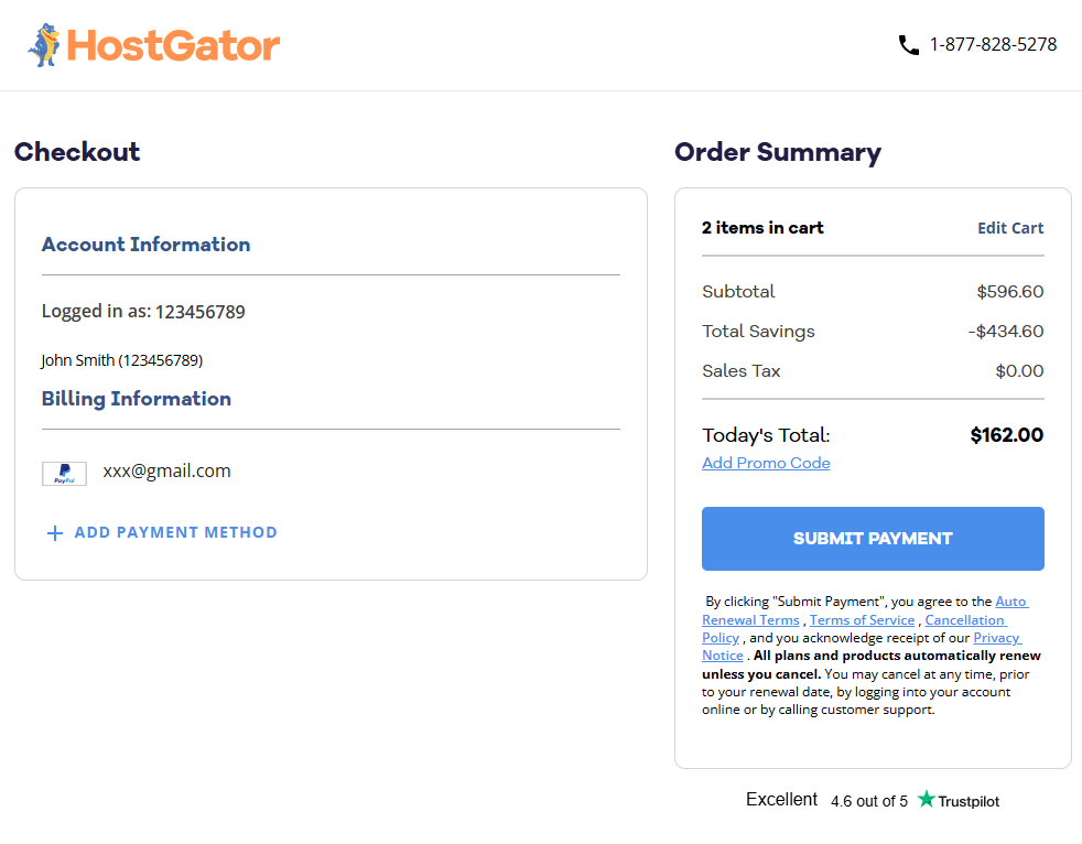 Checkout - Choose a Hosting Plan