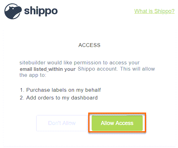 Shippo - Allow Access
