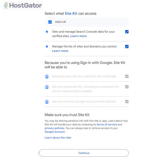 Site Kit access