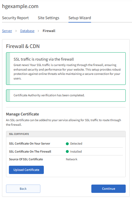 SSL in SiteLock - "SSL traffic is routing via the firewall."