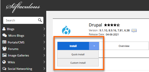 Drupal Install button