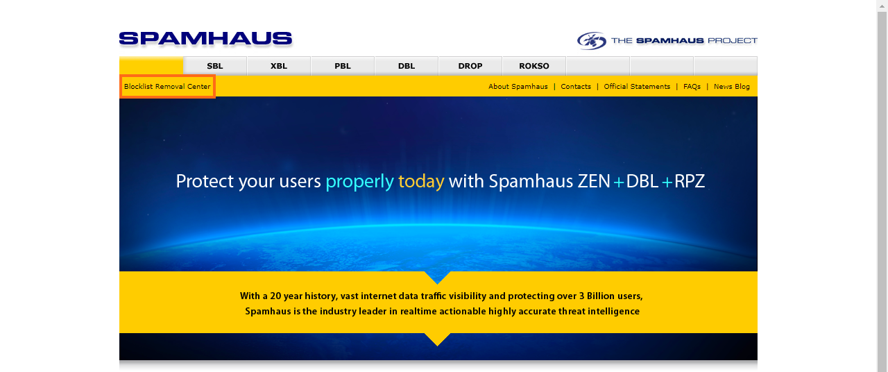 Spamhaus Project Front of Site