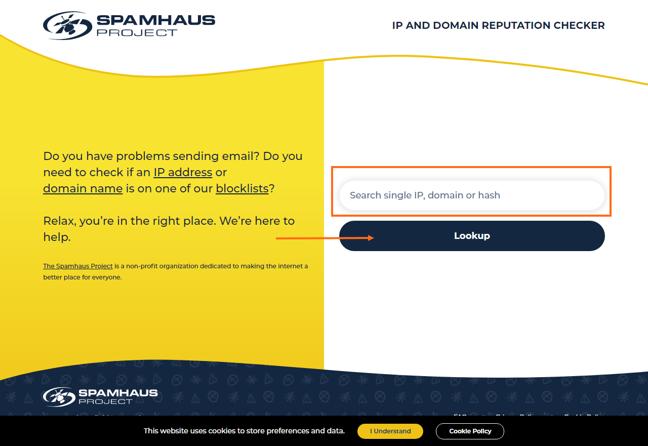 Spamhaus IP Address or Domain Lookup