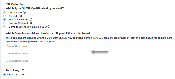 Multi-Domain SSL - Enter domains