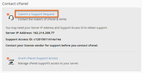 Contact cPanel section