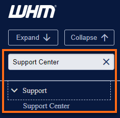 Support Center search