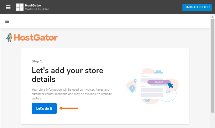 Website Builder - Create a Store - Add Store Information