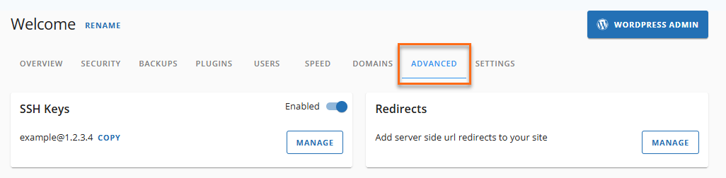 Advanced tab