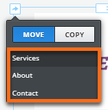 Weebly - Move/Copy - Select destination