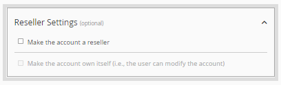 WHM - Create a New Account - Reseller Settings