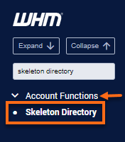 WHM - Account Functions - Skeleton Directory