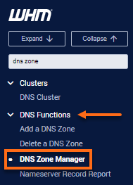 WHM - DNS Zone Manager
