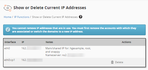 WHM - Associated IP Address