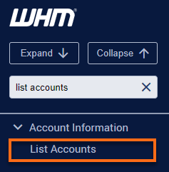 WHM List Accounts