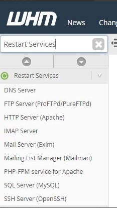 WHM Restart Services