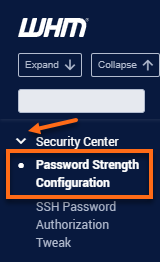 WHM - Security Center - Password Strength Configuration